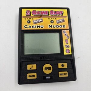 Radica 2 Game Slot Handheld Electronic Game Casino Nudge Model 1374 Vintage